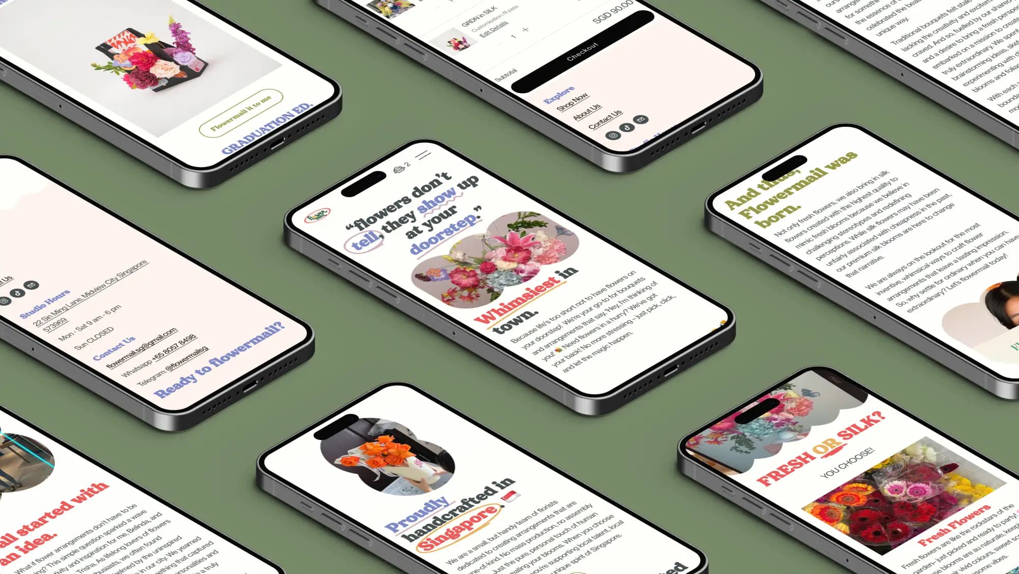 IPhone Mockups of a Flower Delivery's Digital Shop